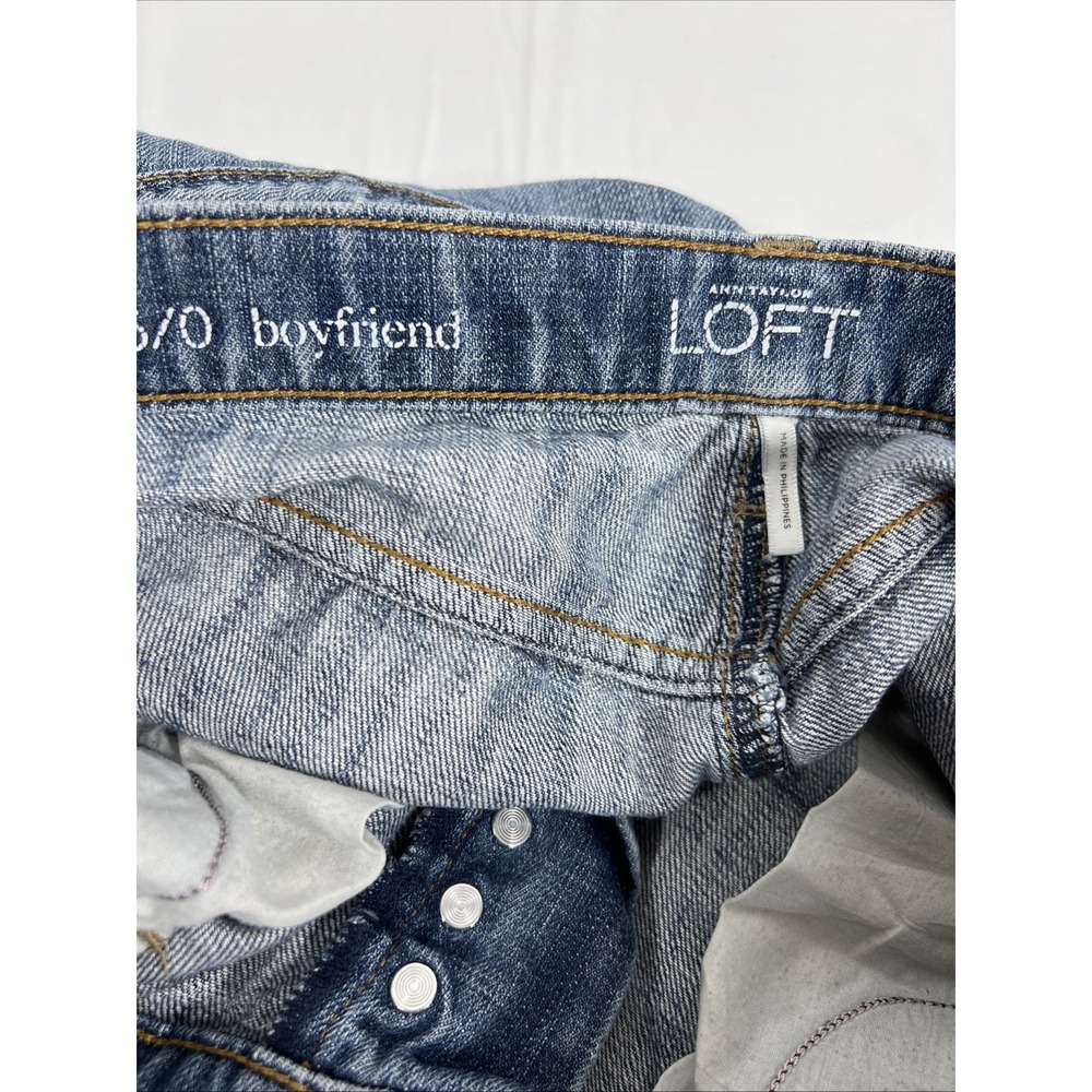 Ann Taylor LOFT Jeans Womens 0 Blue Boyfriend Button Fly Distressed 25/0 - Picture 15 of 16